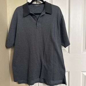 Vintage Burberrys Men's Polo Shirt L Grey Textured Knit Made in USA Retro 90s
